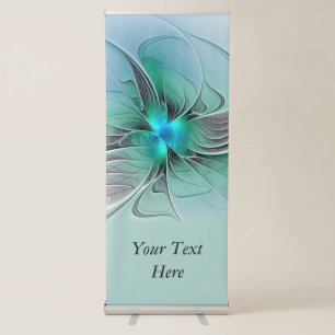 Abstract With Blue, Modern Fractal Art Text Retractable Banner