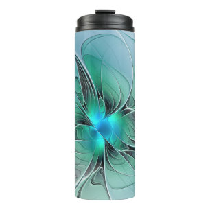 Abstract With Blue, Modern Fractal Art Thermal Tumbler