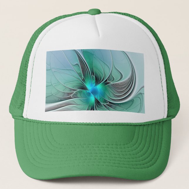 Abstract With Blue, Modern Fractal Art Trucker Hat (Front)