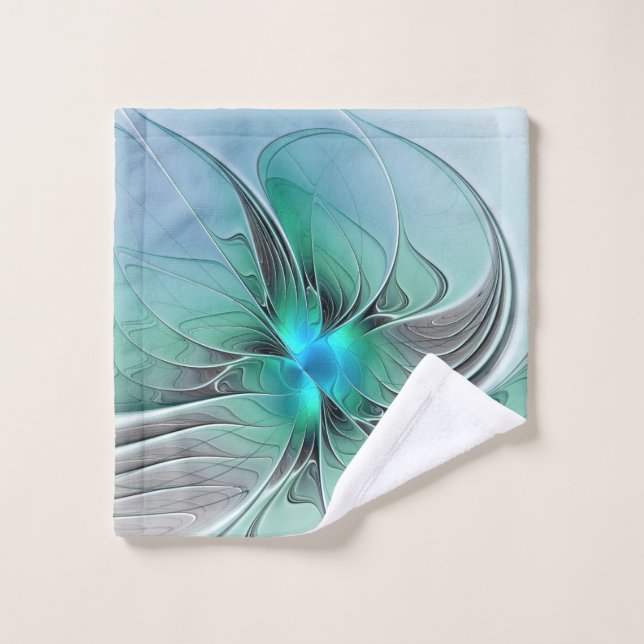 Abstract With Blue, Modern Fractal Art Wash Cloth (Wash Cloth)