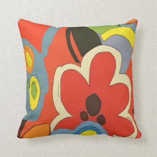 Abstract With Tropical Flowers Cushion