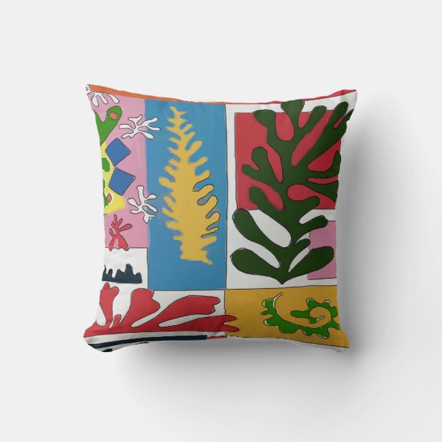 Abstract With Tropical Ivy Leaves Cushion (Front)