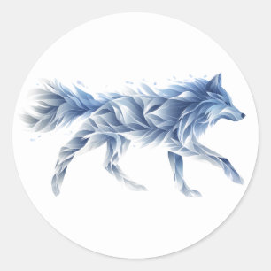 Abstract Wolf Art: Geometric Animal Illustration Classic Round Sticker