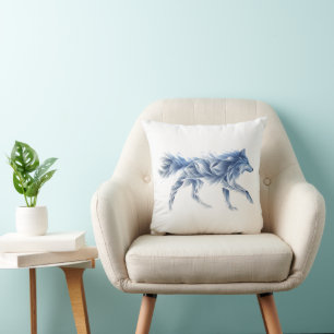 Abstract Wolf Art: Geometric Animal Illustration Cushion
