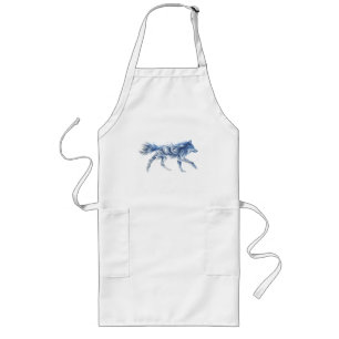Abstract Wolf Art: Geometric Animal Illustration Long Apron