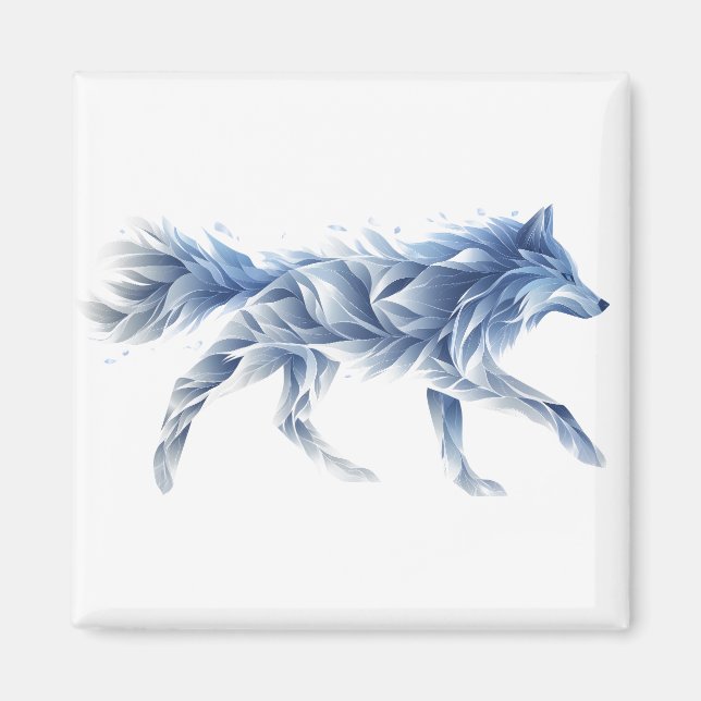Abstract Wolf Art: Geometric Animal Illustration Magnet (Front)