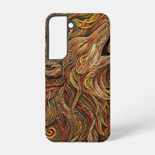 Abstract Wolf Head Earth Tone Samsung Cases