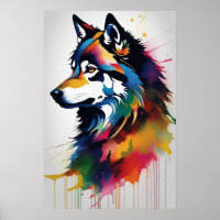 Abstract Wolf Portrait Art