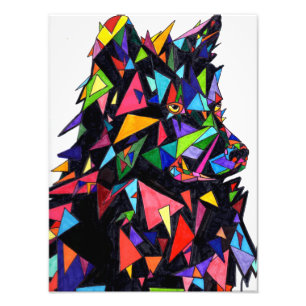 Abstract Wolf Side View Print