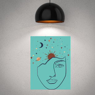 Abstract Woman and the Stars Poster