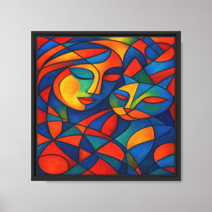 Abstract Woman & Cat Wall Art