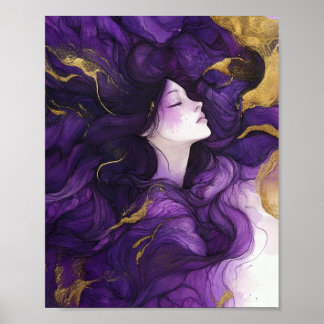 Abstract woman decoration purple and gold