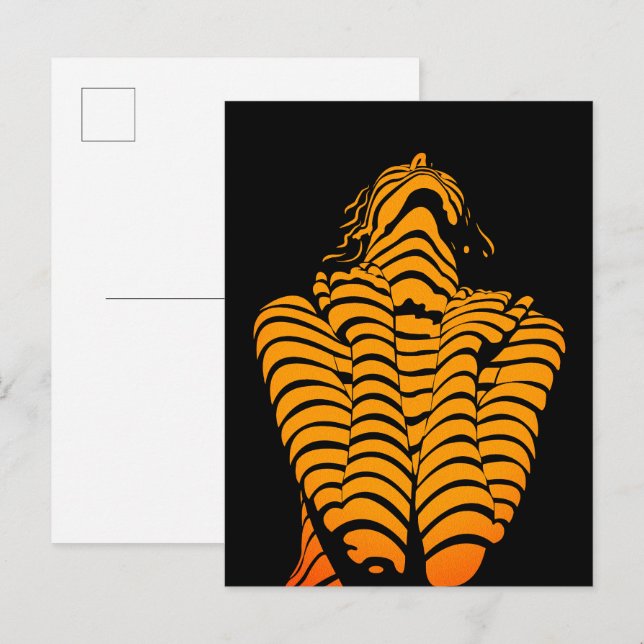 Abstract Woman Expressive Modern Silhouette Postcard (Front/Back)