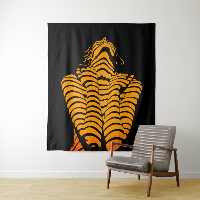 Abstract Woman Expressive Modern Silhouette Tapestry (In Situ)