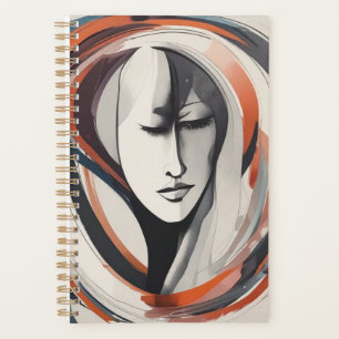 Abstract woman face brown blue planner