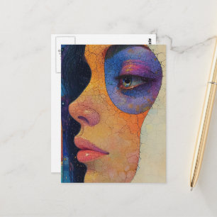 Abstract Woman Face Postcard
