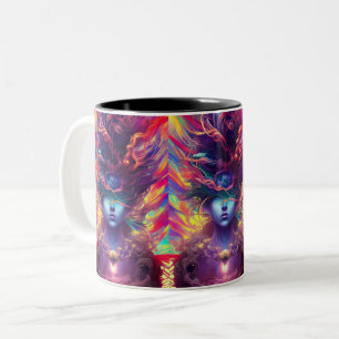Abstract woman face Two-Tone coffee mug