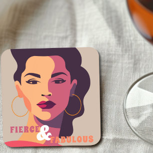Abstract Woman FIERCE & FABULOUS Modern Coaster