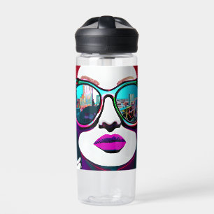 Abstract Woman in Sunglasses Personalized Water Bottle