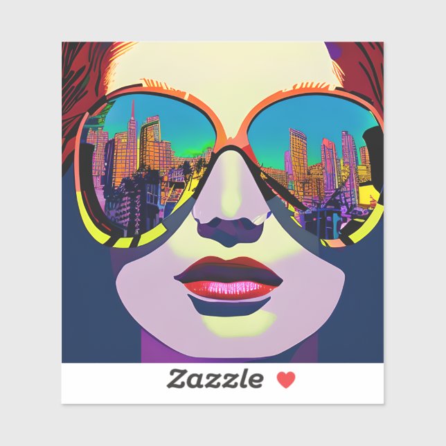 Abstract Woman in Sunglasses with City Reflection  (Sheet)