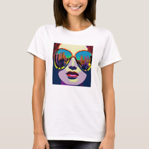 Abstract Woman in Sunglasses with City Reflection T-Shirt
