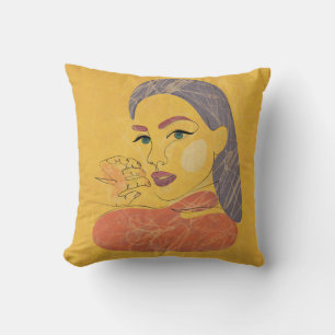 Abstract Woman: Minimalist Line Portrait Cushion