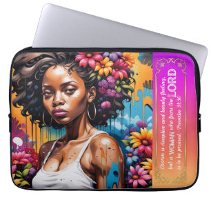 Abstract Woman of Faith Proverbs 31 30 Laptop Sleeve