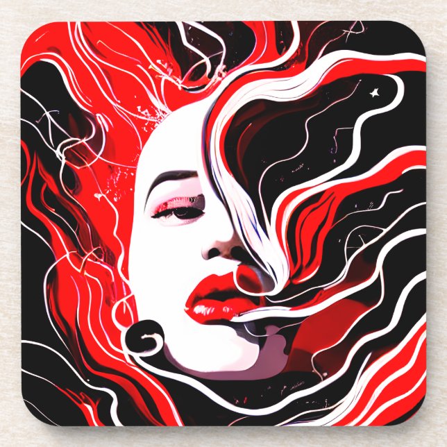 Abstract Woman Surreal Portrait Coaster (Front)