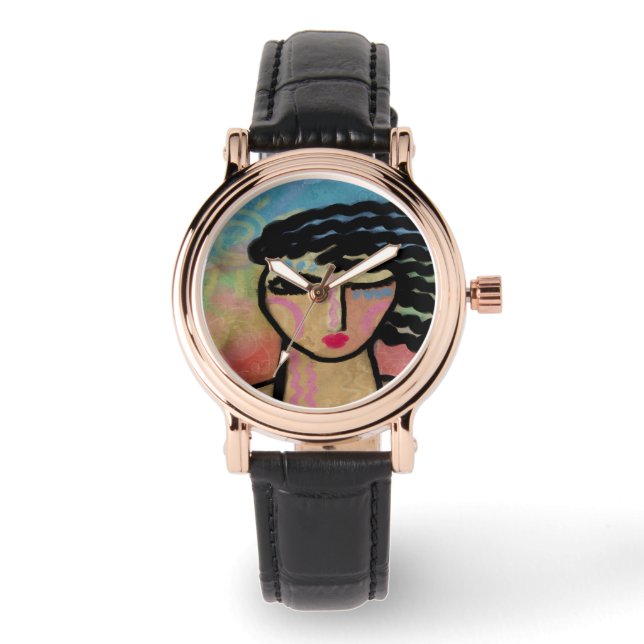 Abstract Woman Wearable Art Watch (Front)