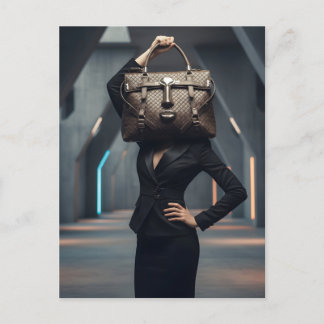 Abstract woman with bag postcard