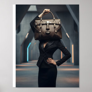 Abstract woman with bag poster