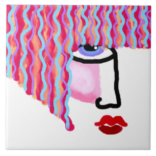 Abstract Woman's Face Tile
