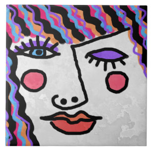 Abstract Woman's Face Tile
