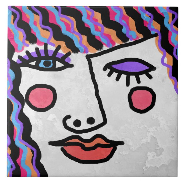 Abstract Woman's Face Tile (Front)