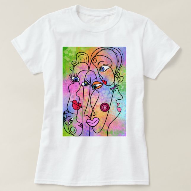 Abstract Women Faces T-Shirt Modern Style Painting (Design Front)