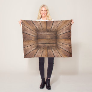 Abstract wooden cube fleece blanket