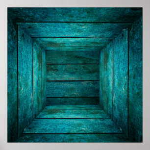Abstract wooden cube poster
