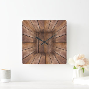 Abstract wooden cube square wall clock