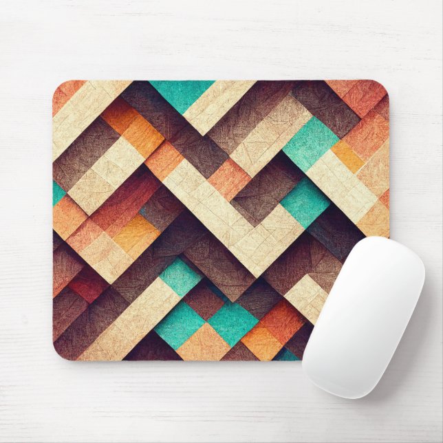 Abstract Wooden Weave Mouse Mat (With Mouse)