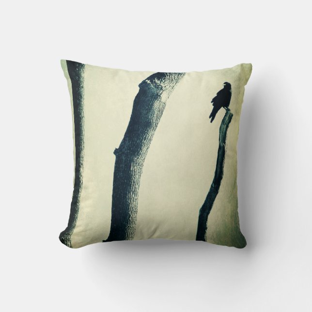 Abstract Woodland Crow Cushion (Front)