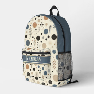 Abstract Woodland Custom Name Printed Backpack