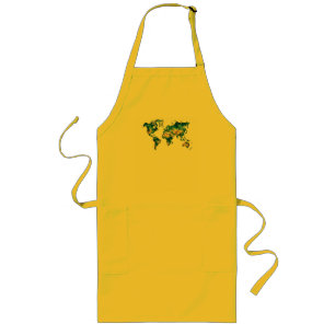 Abstract World Map Graphic Men's T-Shirt Long Apron