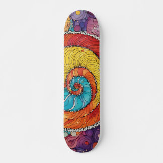 Abstract worm pattern, multicolor skateboard