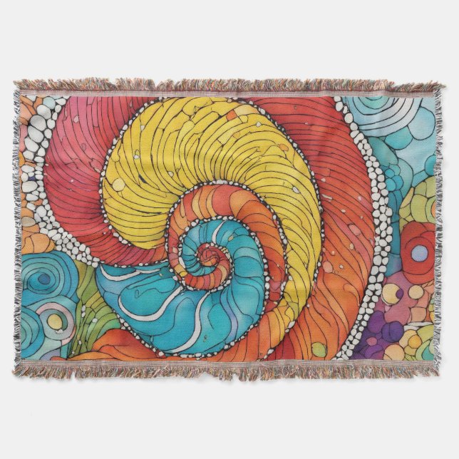 Abstract worm pattern, multicolor throw blanket (Front)