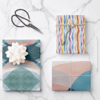 Abstract Wrapping Paper Flat Sheet Set of 3