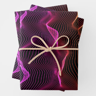 Abstract wrapping paper with vibrant wavy lines