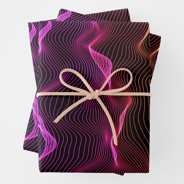 Abstract wrapping paper with vibrant wavy lines  (In situ)