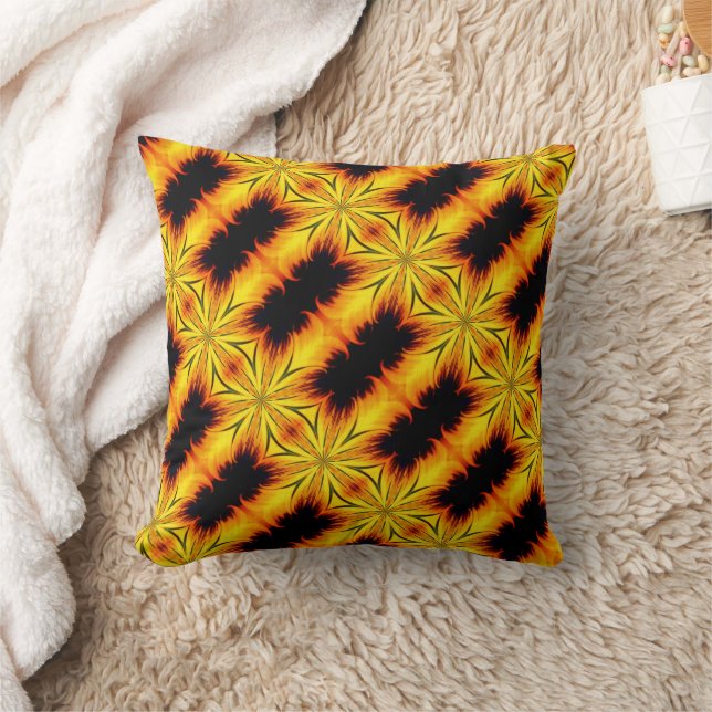 Abstract Yellow And Brown Kaleidoscope Art   Cushion (Blanket)