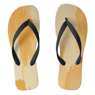 Abstract Yellow and Cream Paint Strokes  Flip Flops