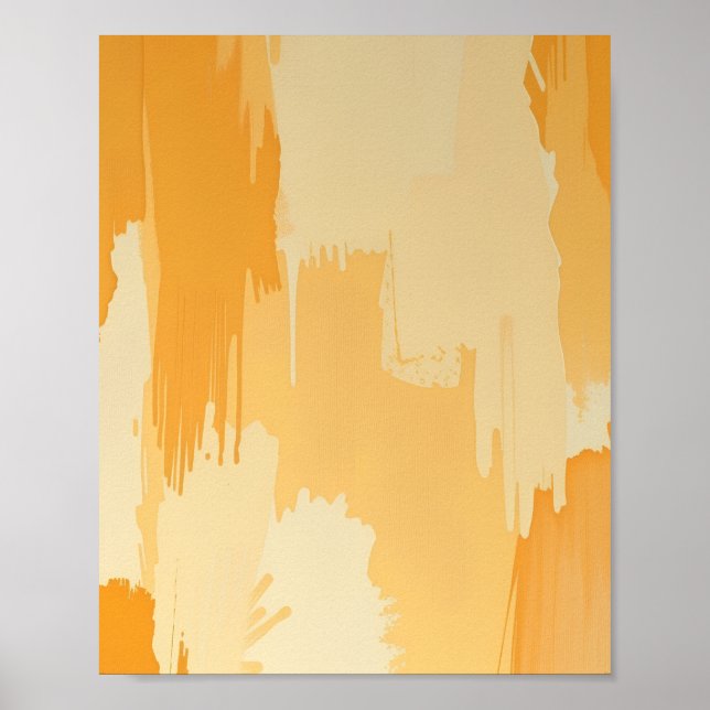 Abstract Yellow and Cream Paint Strokes  Poster (Front)